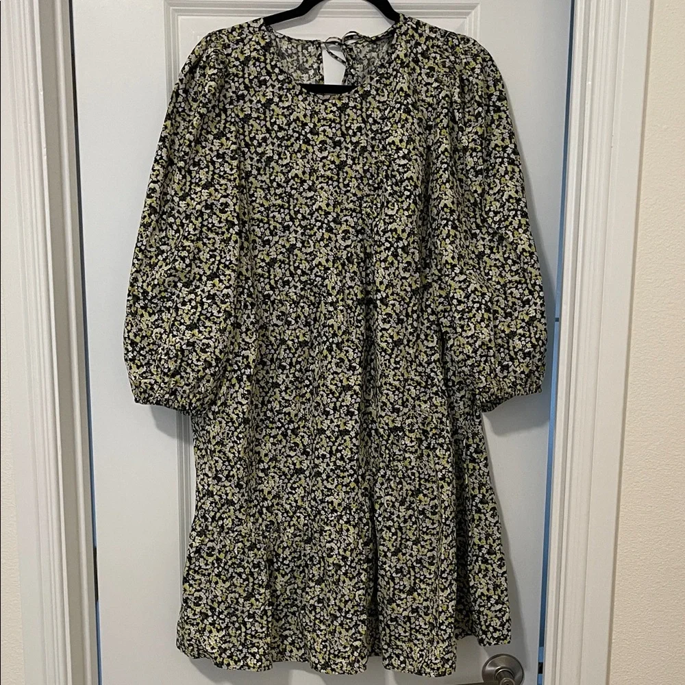 EUC! Rails Yellow and Black Ditsy Floral Dress, Size Large - Picture 2 of 6